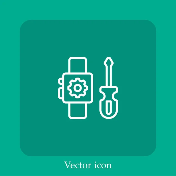 Ícone Vetor Smartwatch Linear Icon Line Com Curso Editável — Vetor de Stock