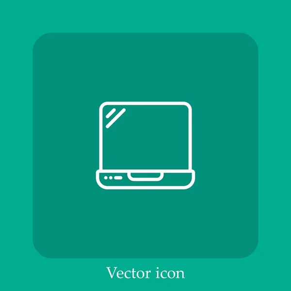 Icône Vectorielle Ordinateur Portable Icône Linéaire Ligne Avec Course Modifiable — Image vectorielle