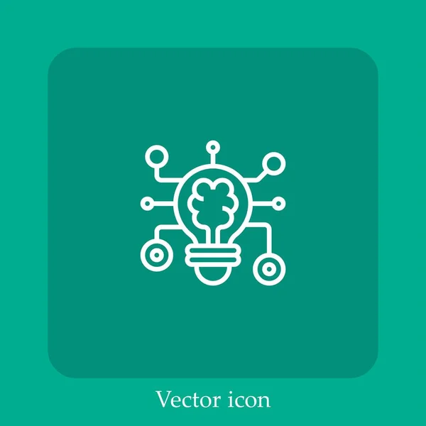 Icône Vectorielle Apprentissage Profond Icône Linéaire Ligne Avec Course Modifiable — Image vectorielle