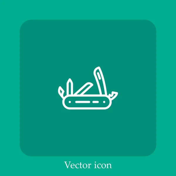 Swiss Army Knife Vector Icon Linear Icon Line Editable Stroke — Stock Vector