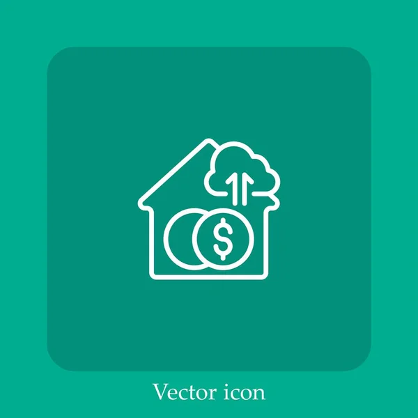 Icono Vector Dinero Icon Line Lineal Con Carrera Editable — Vector de stock