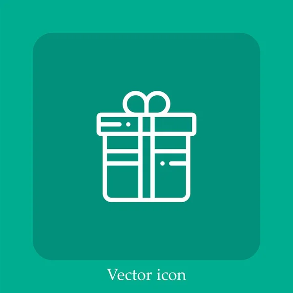 Icono Vector Regalo Icon Line Lineal Con Carrera Editable — Vector de stock