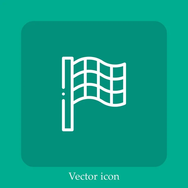 Icône Vectorielle Drapeau Carreaux Icône Linéaire Ligne Avec Trait Modifiable — Image vectorielle