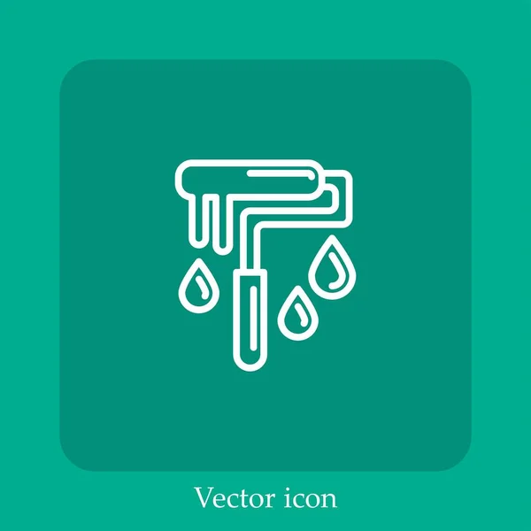 Icono Vector Rodillo Pintura Icon Line Lineal Con Carrera Editable — Vector de stock