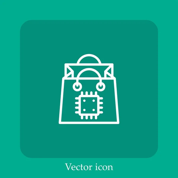 Bolsa Compras Icono Vector Icon Line Lineal Con Carrera Editable — Vector de stock