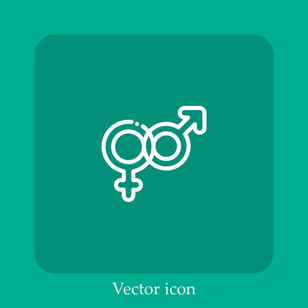 Pareja Icono Vectorial Icon Line Lineal Con Carrera Editable — Vector de stock