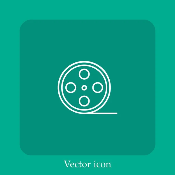 Carrete Película Icono Vectorial Icon Line Lineal Con Carrera Editable — Vector de stock