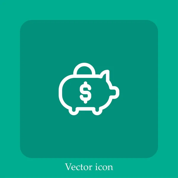 Ícone Vetor Banco Porquinho Linear Icon Line Com Curso Editável — Vetor de Stock