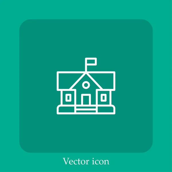 Escola Ícone Vetor Linear Icon Line Com Curso Editável — Vetor de Stock