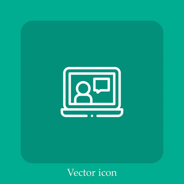 Video Call Vector Icon Linear Icon Line Editable Stroke — Stock Vector