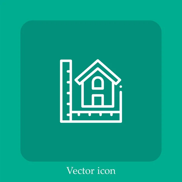 Ícone Vetorial Medição Linear Icon Line Com Curso Editável — Vetor de Stock