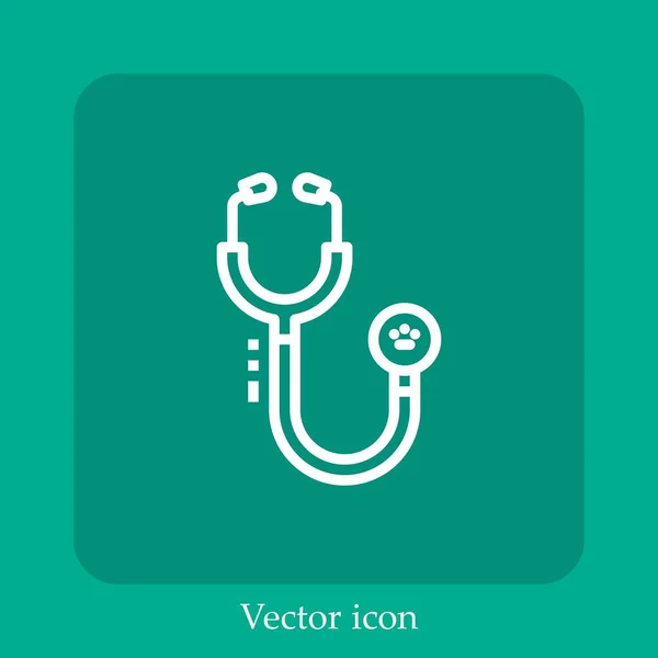 Stethoskop Vektor Symbol Linear Icon Line Mit Editierbarem Strich — Stockvektor