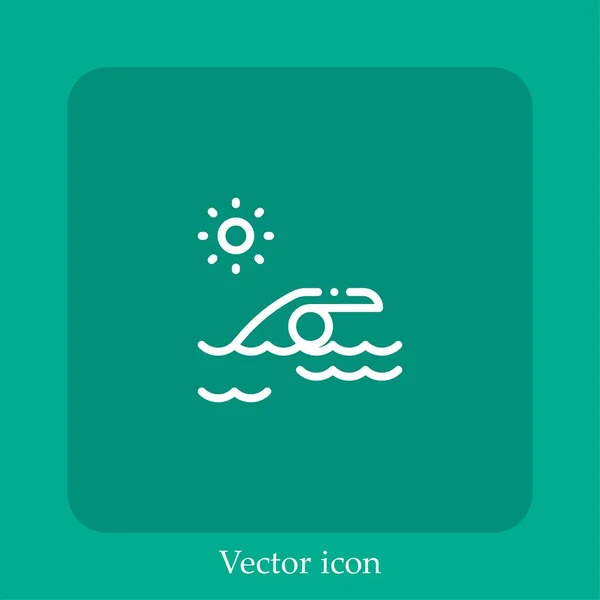 Ícone Vetor Natação Linear Icon Line Com Curso Editável — Vetor de Stock