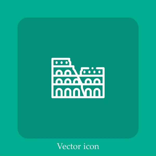 Kolosseum Vektorsymbol Lineare Icon Line Mit Editierbarem Strich — Stockvektor