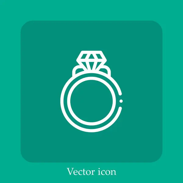 Anillo Icono Vector Icon Line Lineal Con Carrera Editable — Vector de stock