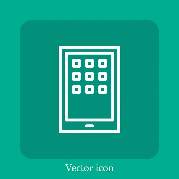 Icône Vectorielle Tablette Icône Linéaire Ligne Avec Course Modifiable — Image vectorielle