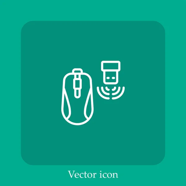 Ícone Vetor Mouse Sem Fio Icon Line Linear Com Curso — Vetor de Stock