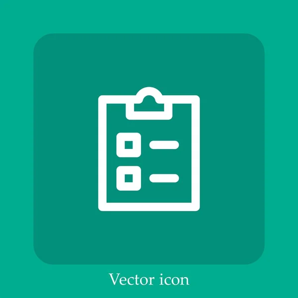 Clipboard Ícone Vetor Linear Icon Line Com Curso Editável — Vetor de Stock