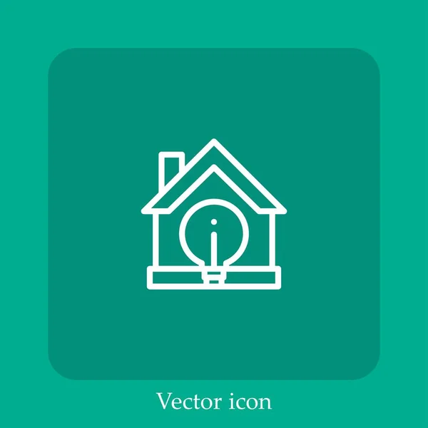 Icône Vectorielle Maison Icône Linéaire Ligne Avec Course Modifiable — Image vectorielle
