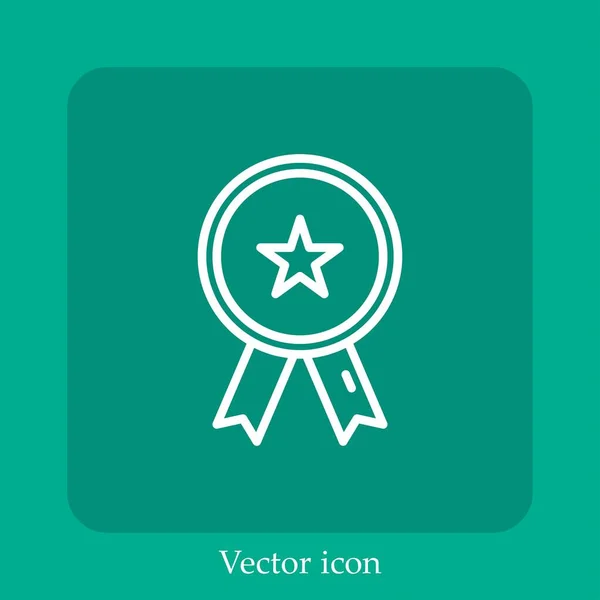 Медалью Вектор Значок Linear Icon Line Редактируемым Штрихом — стоковый вектор