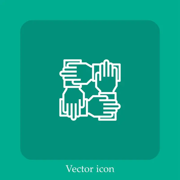 Teamwork Vektor Symbol Lineare Icon Line Mit Editierbarem Strich — Stockvektor