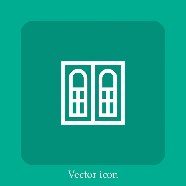 Ícone Vetor Janela Linear Icon Line Com Curso Editável — Vetor de Stock