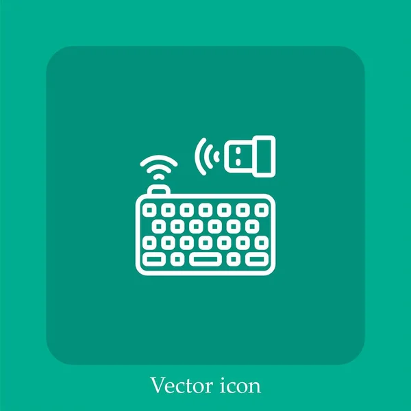 Wireless Keyboard Vector Icon Linear Icon Line Editable Stroke — Stock Vector