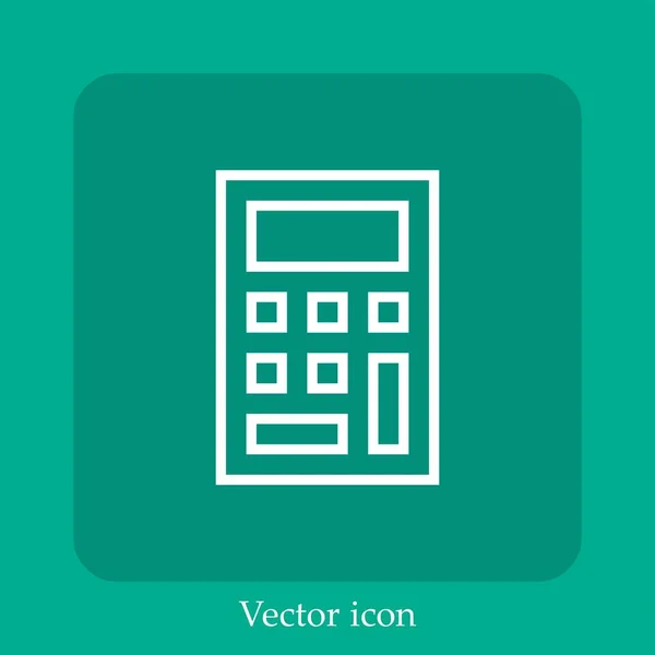 Icône Vectorielle Calculatrice Icône Linéaire Ligne Avec Course Modifiable — Image vectorielle