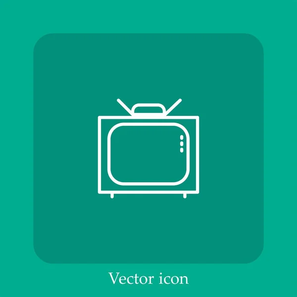 Television Vector Icon Linear Icon Line Editable Stroke — Stock Vector