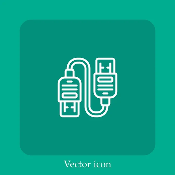 Hdmi Icono Vector Cable Icon Line Lineal Con Carrera Editable — Vector de stock