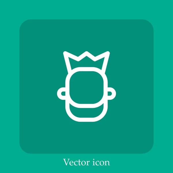 Ícone Vetorial Rei Linear Icon Line Com Curso Editável — Vetor de Stock