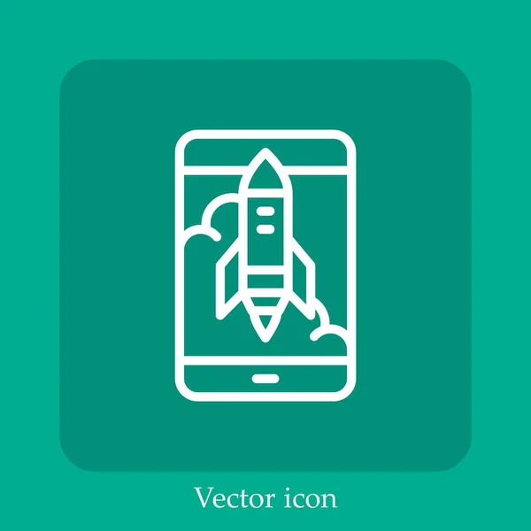 Icône Vectorielle Lancement Icône Linéaire Ligne Avec Course Modifiable — Image vectorielle