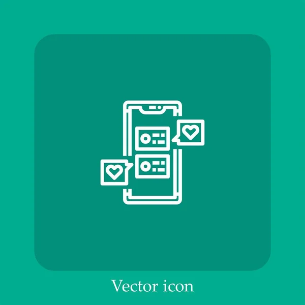 Ícone Vetor Mídia Social Linear Icon Line Com Curso Editável — Vetor de Stock