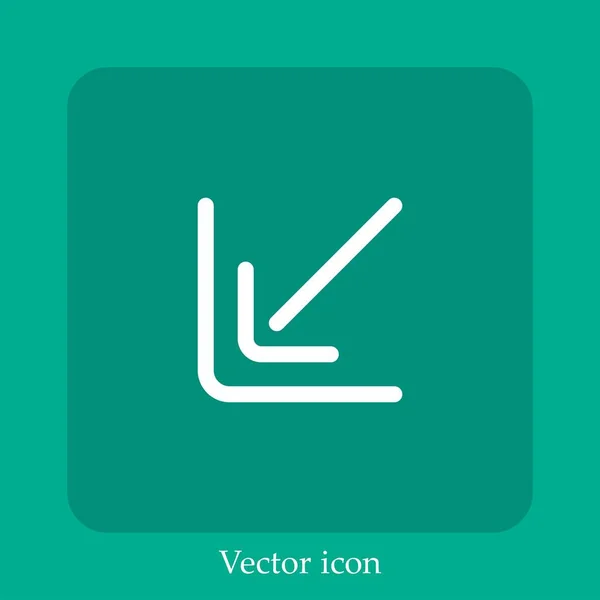 Icono Del Vector Inferior Izquierdo Icono Lineal Línea Con Carrera — Vector de stock
