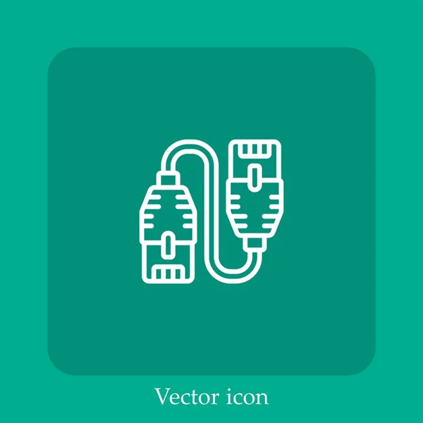 Icône Vectorielle Câble Icône Linéaire Ligne Avec Course Modifiable — Image vectorielle