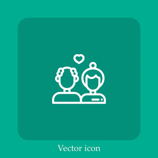 Couple Vector Icon Linear Icon Line Editable Stroke — Stock Vector