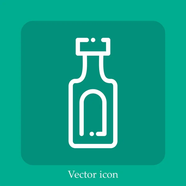 Icono Vector Ketchup Icono Lineal Línea Con Carrera Editable — Vector de stock