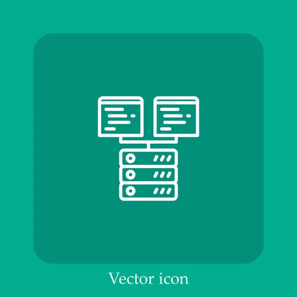 Ícone Vetor Servidor Linear Icon Line Com Curso Editável — Vetor de Stock