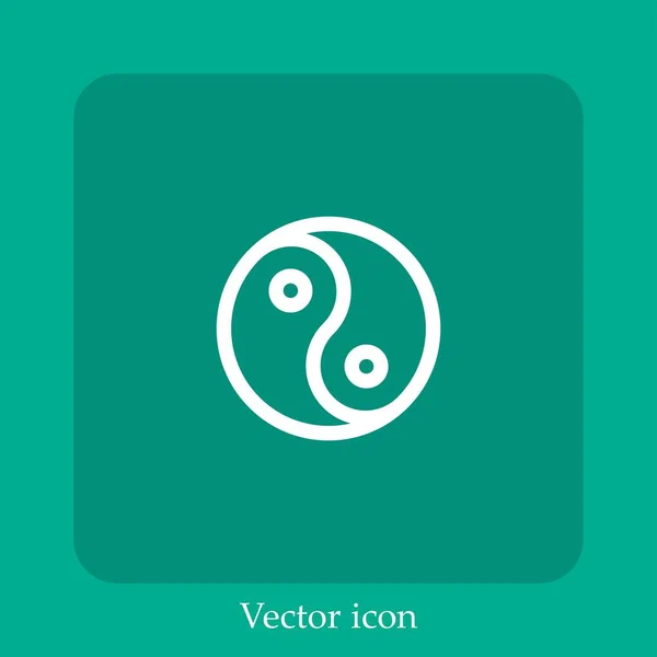 Icône Vectorielle Yin Yang Icône Linéaire Ligne Avec Trait Modifiable — Image vectorielle