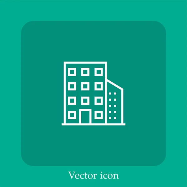 Edifícios Ícone Vetor Linear Icon Line Com Curso Editável — Vetor de Stock