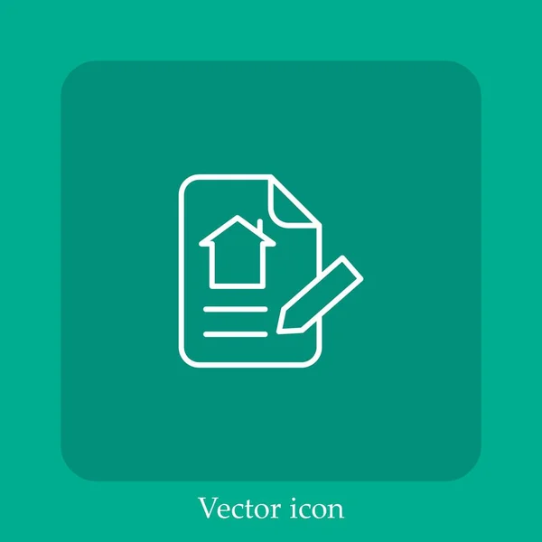 Contract Vector Icon Linear Icon Line Editable Stroke — Stock Vector