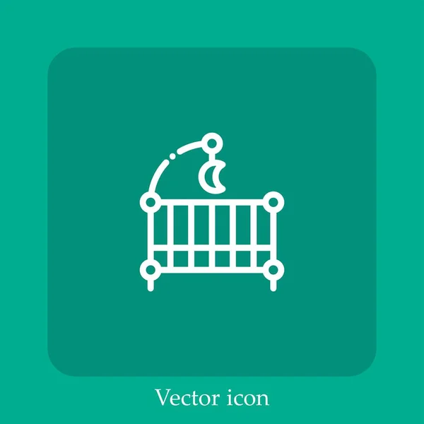 Ícone Vetor Berço Linear Icon Line Com Curso Editável — Vetor de Stock