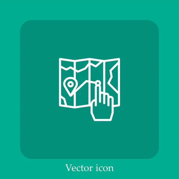 Mapa Ícone Vetorial Linear Icon Line Com Curso Editável — Vetor de Stock