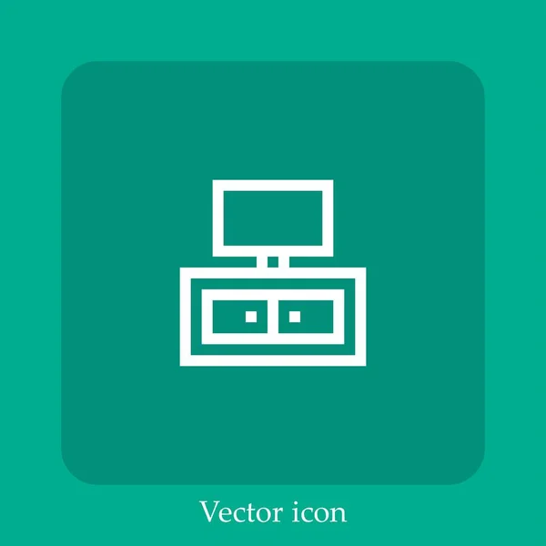 Cómoda Icono Del Vector Cajones Icon Line Lineal Con Carrera — Vector de stock