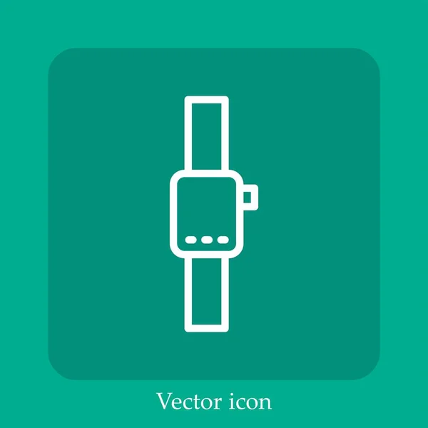 Montre Icône Vectorielle Icône Linéaire Ligne Avec Course Modifiable — Image vectorielle