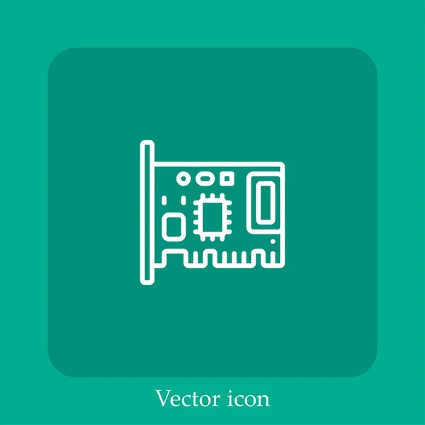 Icône Vectorielle Puce Icône Linéaire Ligne Avec Course Modifiable — Image vectorielle