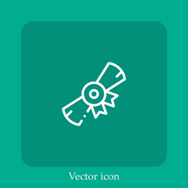 Diplom Vektorsymbol Lineare Icon Line Mit Editierbarem Strich — Stockvektor