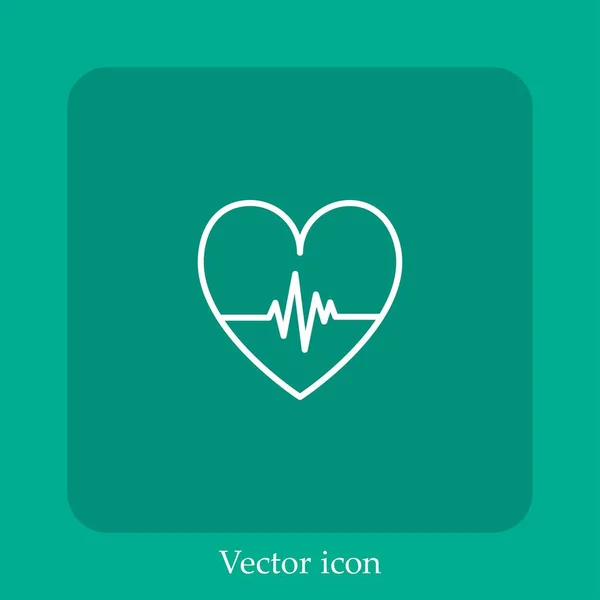Herzschlag Vektor Symbol Linear Icon Line Mit Editierbarem Strich — Stockvektor