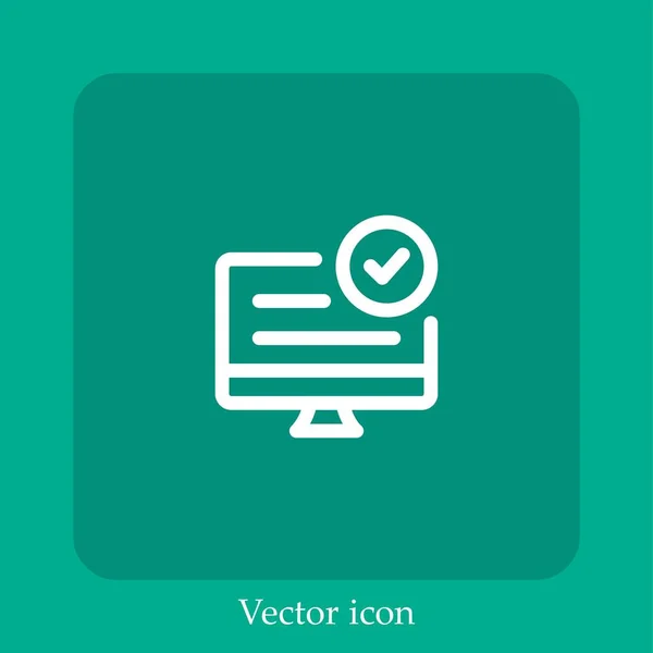 Häkchen Markieren Vektorsymbol Lineare Icon Line Mit Editierbarem Strich — Stockvektor