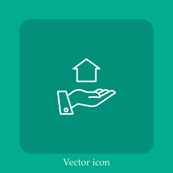 Icône Vectorielle Maison Icône Linéaire Ligne Avec Course Modifiable — Image vectorielle